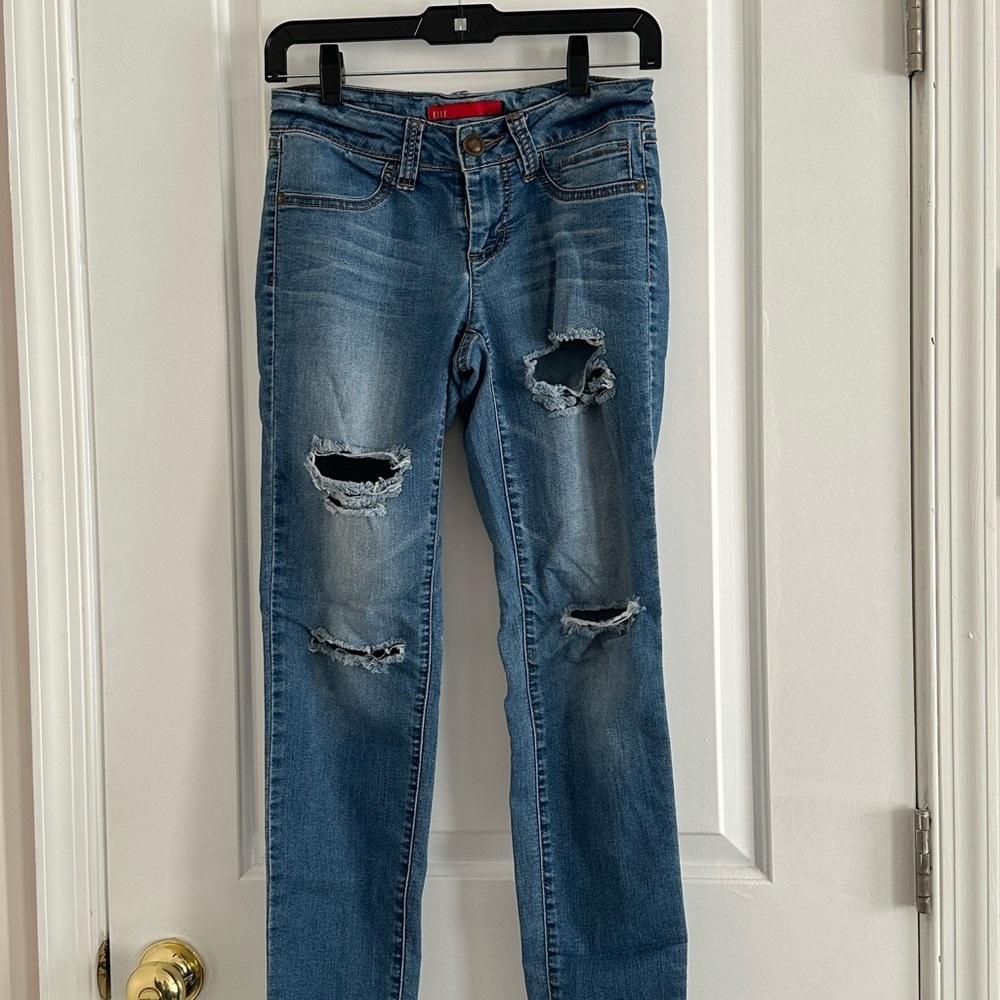 Elle Blue Skinny Jeans with Distressed Details